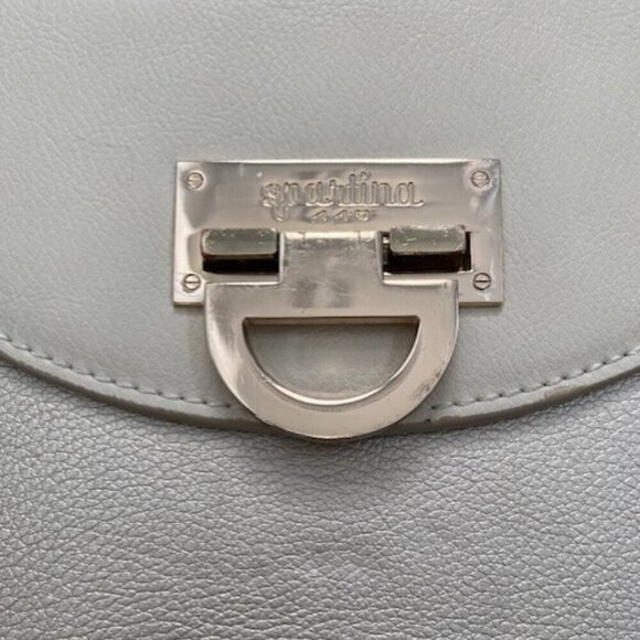 SPARTINA 449 Leather Round Crossbody Bag Purse Cream & Gold - Picture 6 of 15